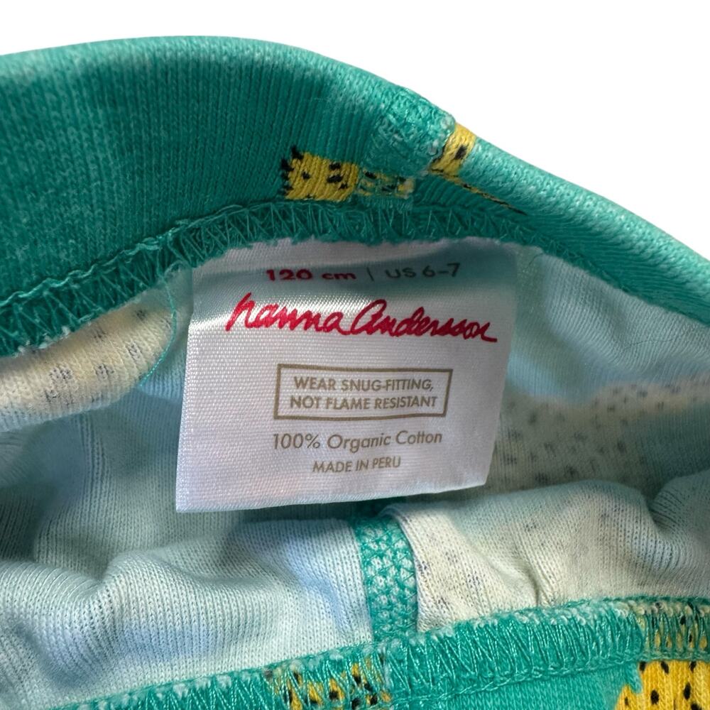 HANNA ANDERSSON Running Cheetah on Teal Green Pajama Shorts Size 120 6-7 Unisex - Picture 3 of 3